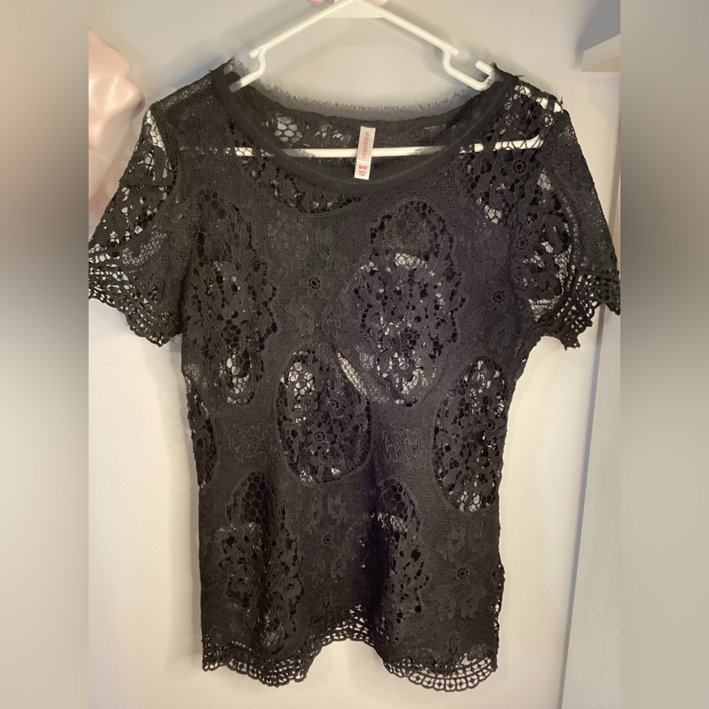 Xhilaration Black Lace Blouse, Boho